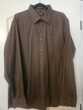 Milani Men's Dark Brown Long-Sleeve Button-Up Dress Shirt